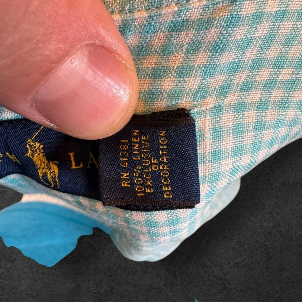 Ralph Lauren Mens‎ Blue White Gingham Linen Short Sleeve Button Down Shirt XXL